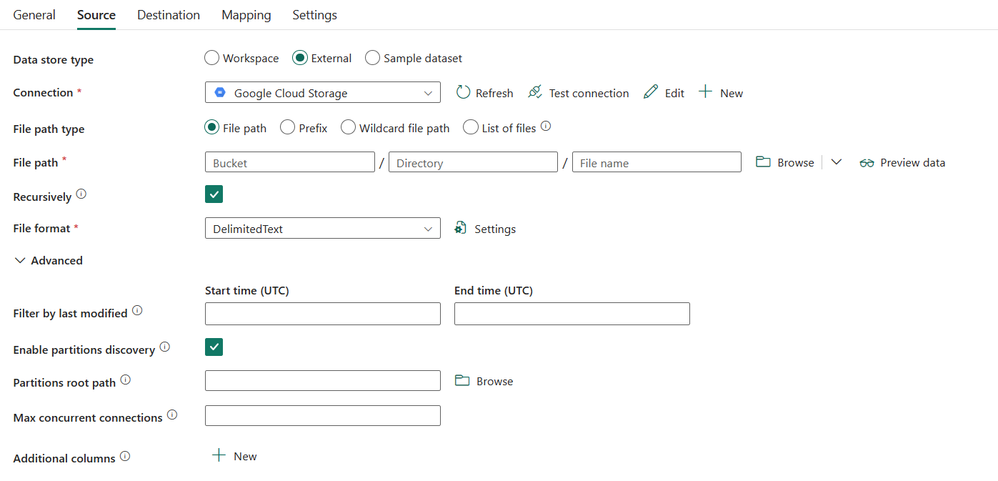 Screenshot showing source tab and the list of properties.