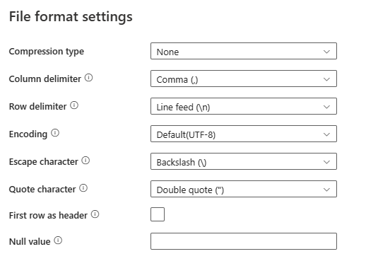 Screenshot showing source file format settings.