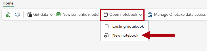 Screenshot of the New notebook option on the ribbon.