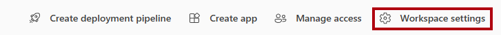 Screenshot of the workspace landing page, highlighting the Workspace settings option.