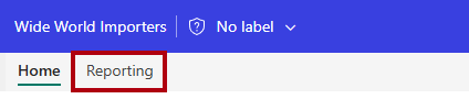 Screenshot of the Fabric portal, highlighting the Reporting ribbon.