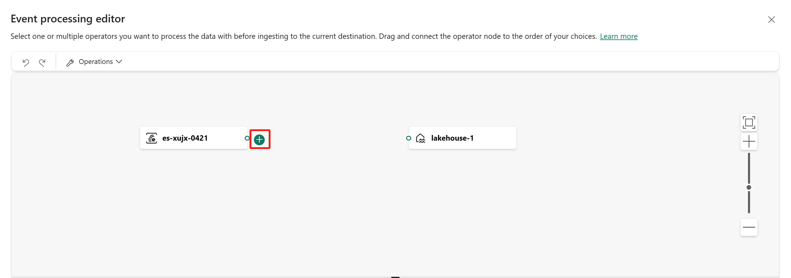 Screenshot showing where to hover on nodes to insert a node.