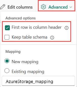 Screenshot of advanced CSV options.