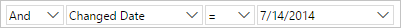 Clause for finding items changed on a specific date