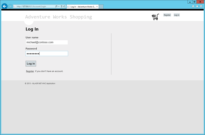 Figure 4 - A customer logging in