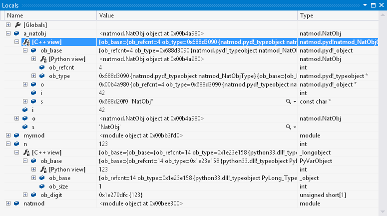 C++ View in the Locals window