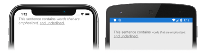 Screenshot of a Label displaying formatted text, on iOS and Android