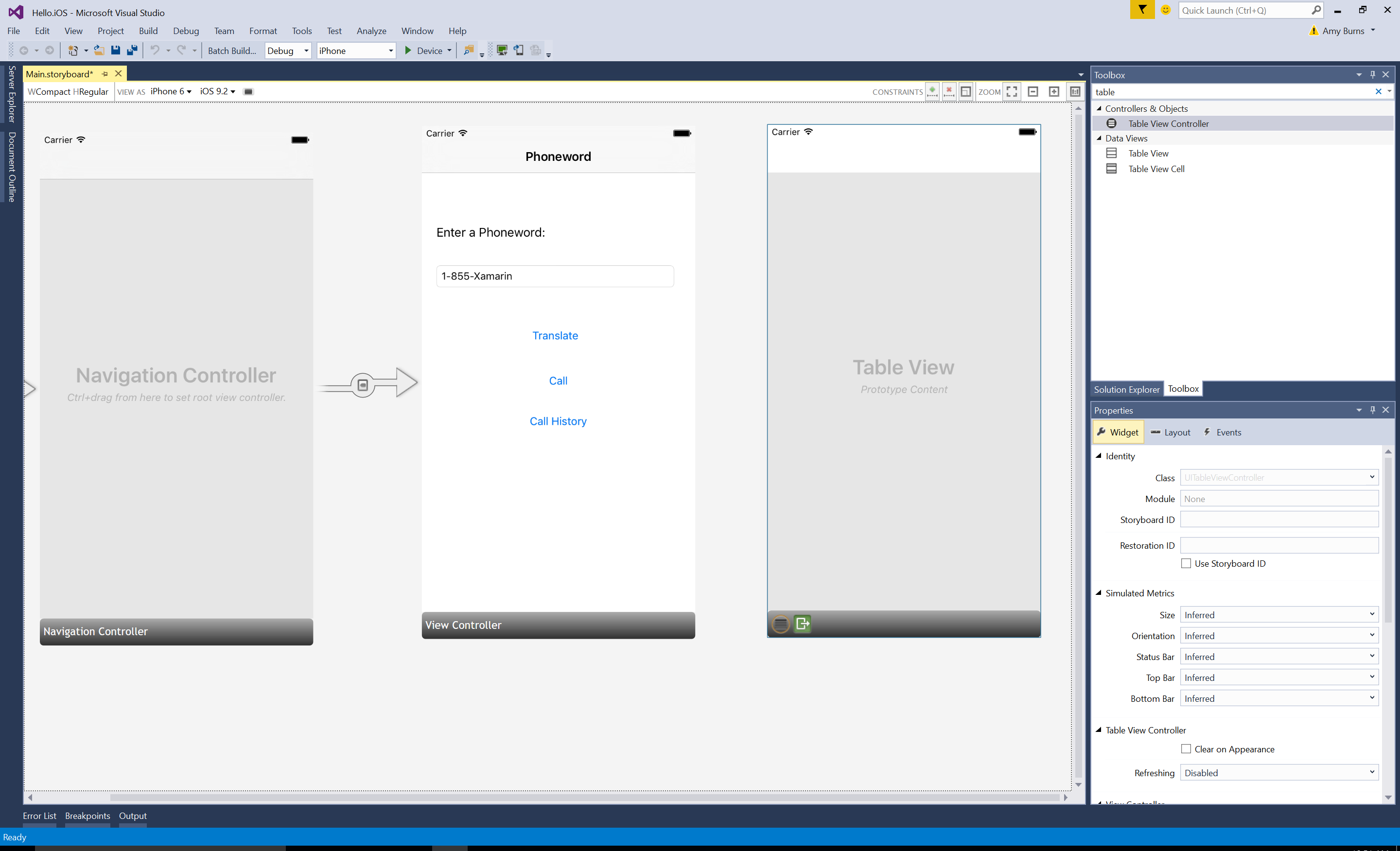 Drag a table view controller onto the design surface