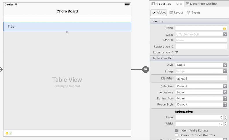 setting the cell identifier