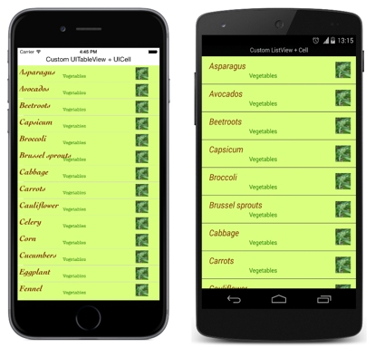 NativeListView on each Platform