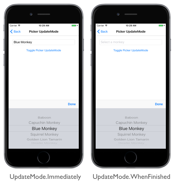 Picker UpdateMode Platform-Specific