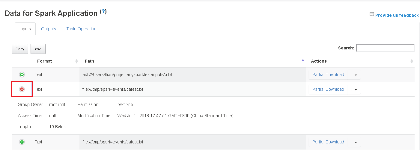 Data table functionality