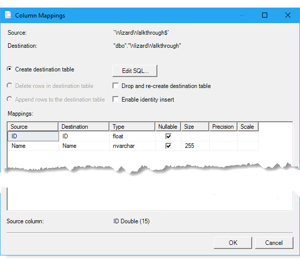 View column mappings