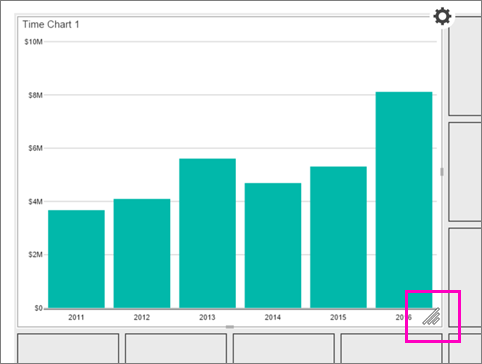 Screenshot of the element with the sizing control highlighted.