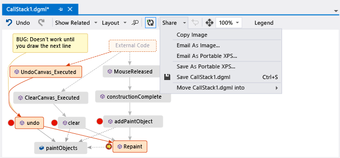 Share call stack code map with others