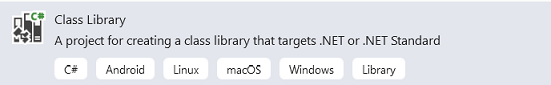 Screenshot of Class Library project in Visual Studio.