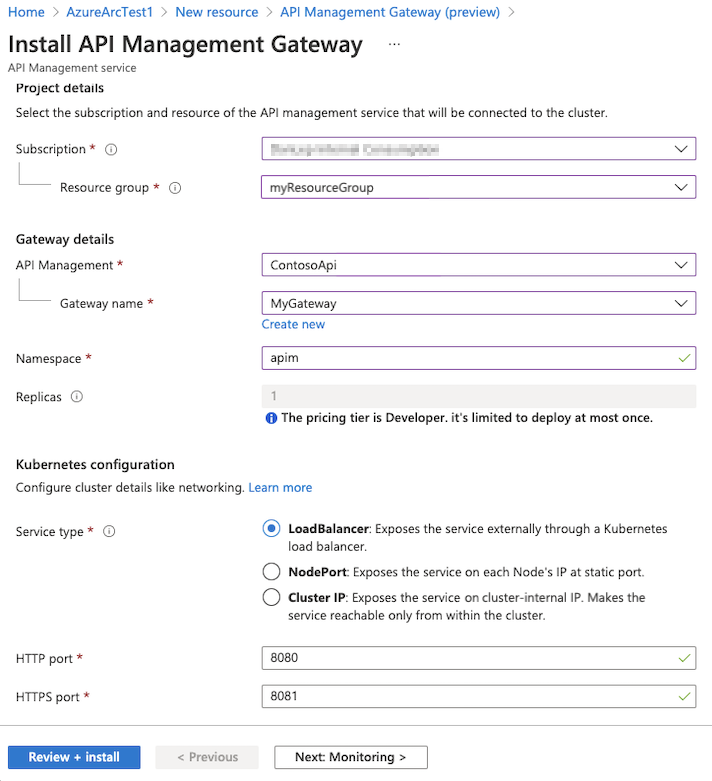 Snímek obrazovky s nasazením rozšíření na webu Azure Portal