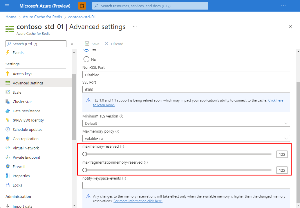 Zásady Azure Cache for Redis Maxmemory