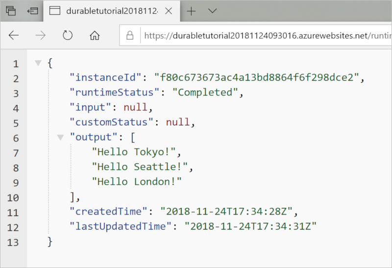 Snímek obrazovky s kódem aplikace Durable Functions v sadě Visual Studio 2019