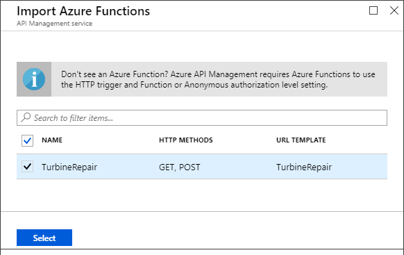 Import Azure Functions do API Management