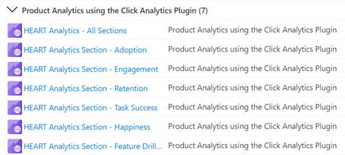 Snímek obrazovky znázorňující názvy sedmi sešitů HEART v části Veřejné šablony v části Aplikace Azure lication Insights Workbooks