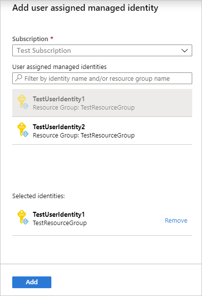 Druhý krok Microsoft.ManagedIdentity.IdentitySelector