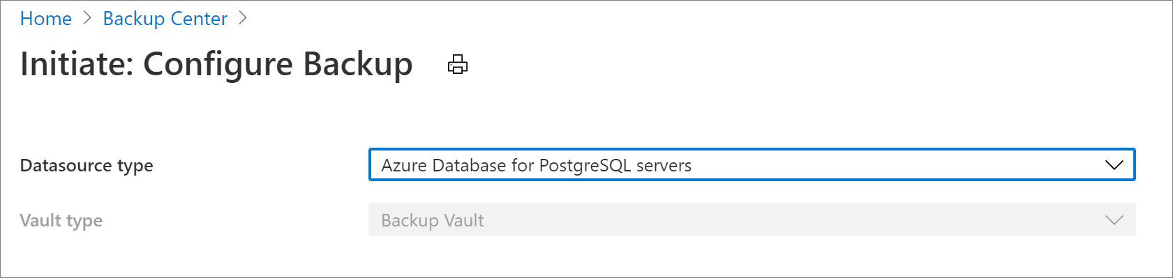 Výběr zdroje dat pro konfiguraci zálohování serveru Azure Database for PostgreSQL