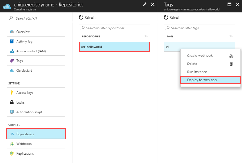 Nasazení do služby App Service na portálu Azure Portal