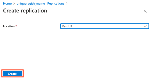 Vytvoření replikace v uživatelském rozhraní na webu Azure Portal