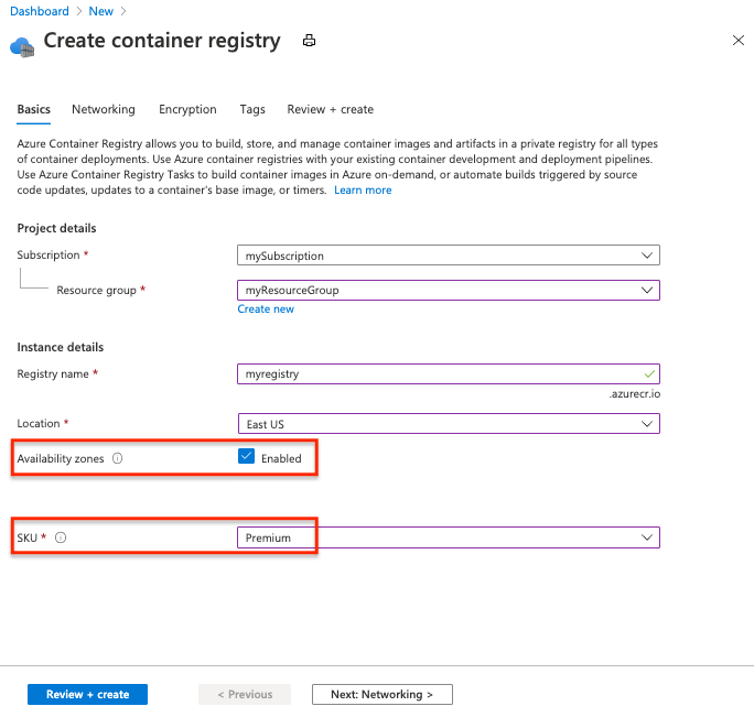 Povolení redundance zón na webu Azure Portal