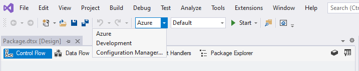 Přepnutí konfigurace sady Visual Studio