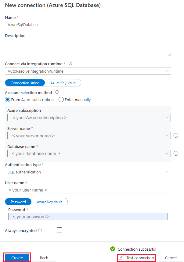 Konfigurace Azure SQL DB