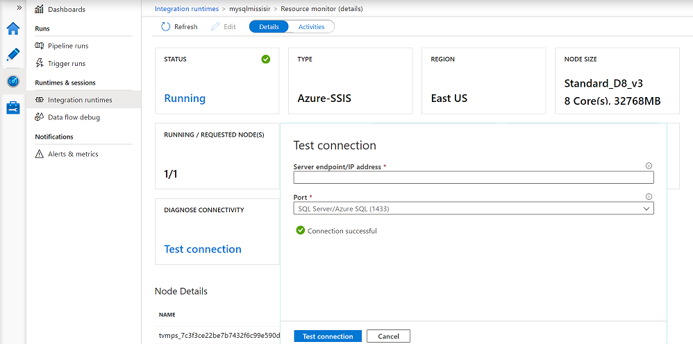 Monitorování prostředí Azure-SSIS IR – dlaždice DIAGNOSTIKA