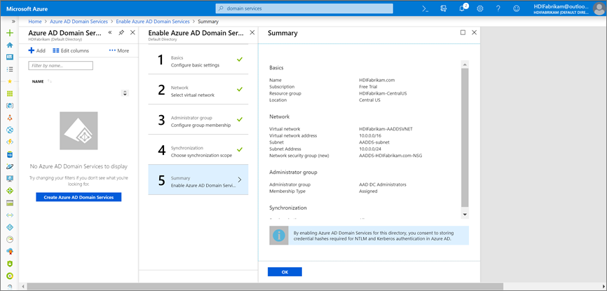 Povolte službu Microsoft Entra Domain Services.