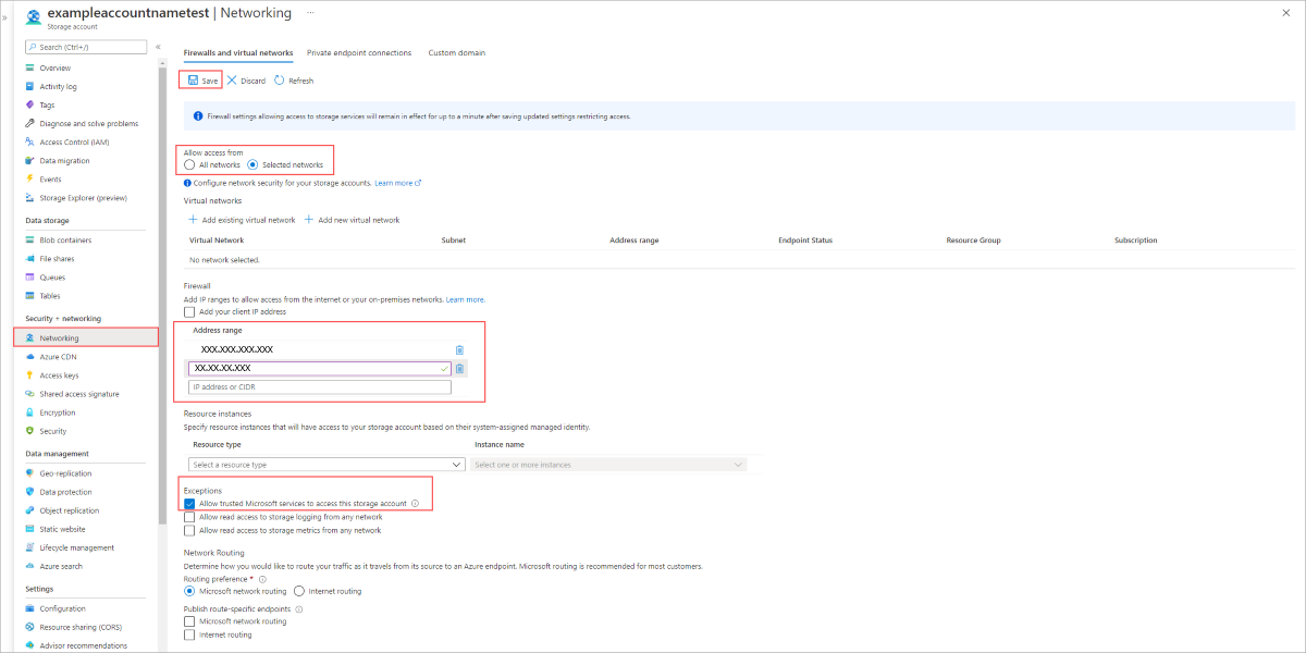 Konfigurace nastavení brány firewall a virtuální sítě pro práci se synchronizací souborů Azure