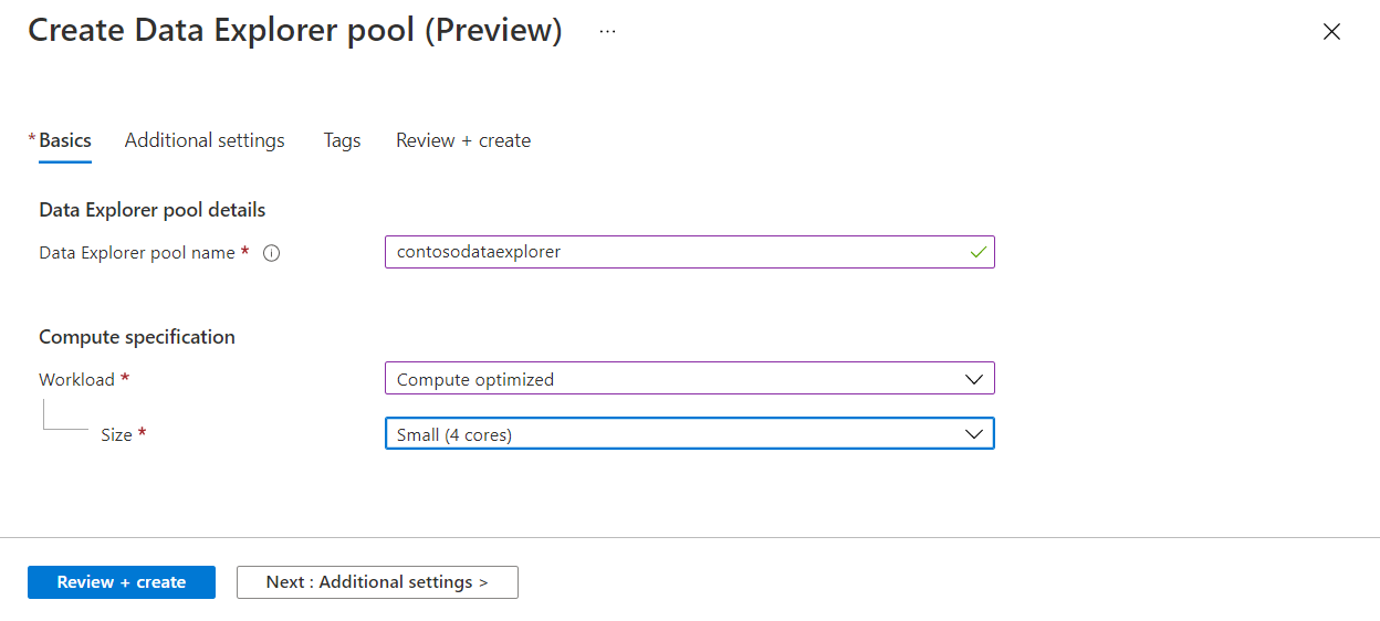 Základy Azure Portal nového fondu Data Explorer