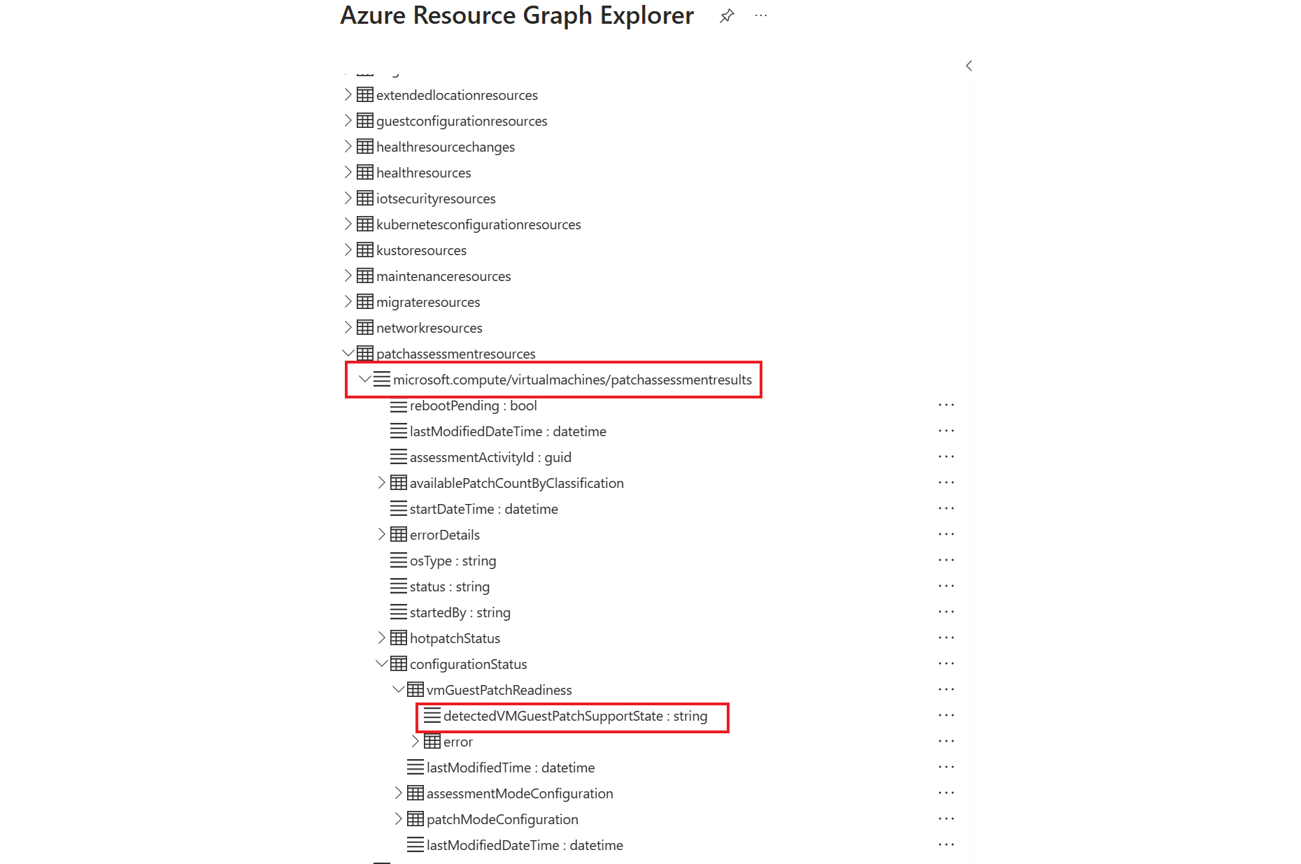 Snímek obrazovky znázorňující prostředek v Azure Resource Graph Exploreru