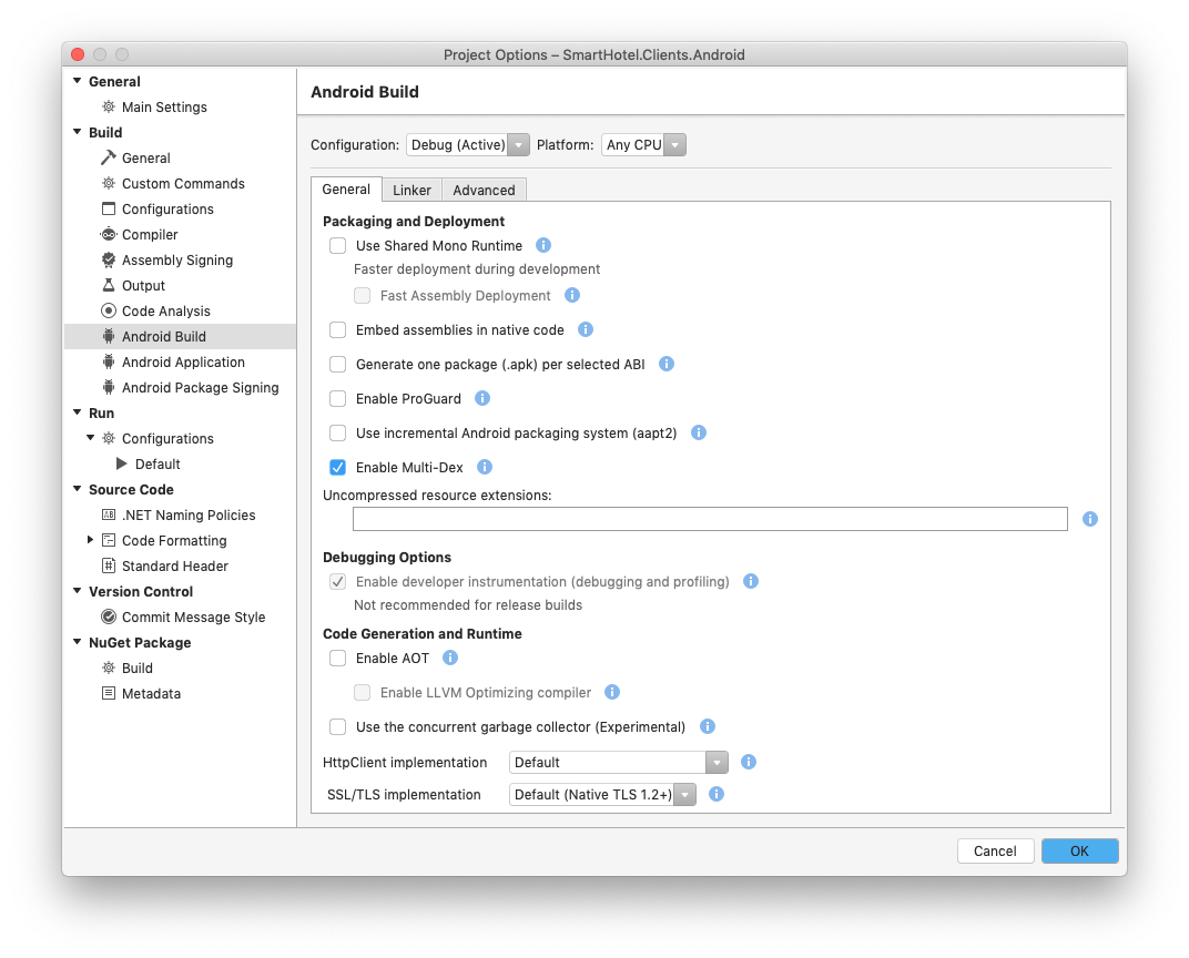 Odebrání použití sdíleného modulu runtime (macOS)