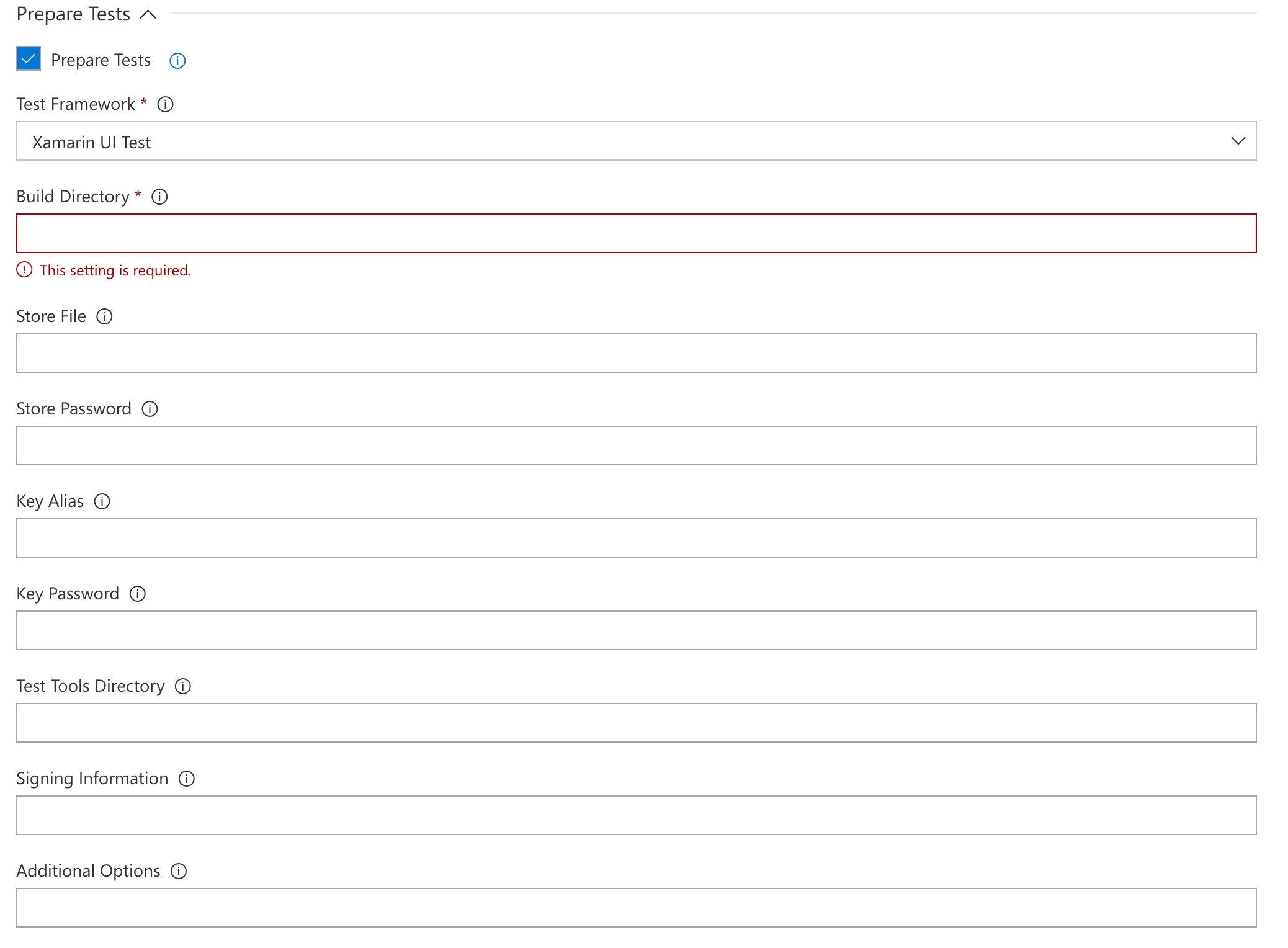 Příprava testovací části pro architekturu Xamarin.UITest