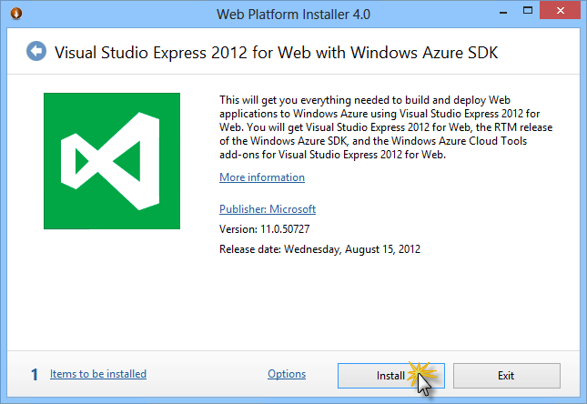 Instalace sady Visual Studio Express