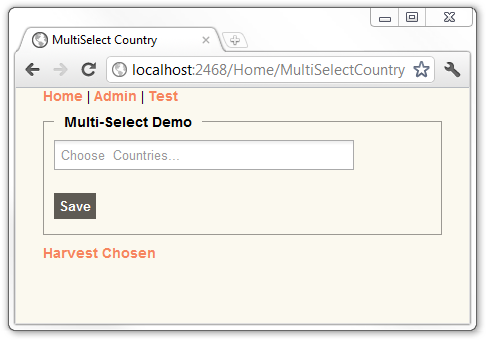 Obrázek modulu plug-in Harvest Chosen j Query