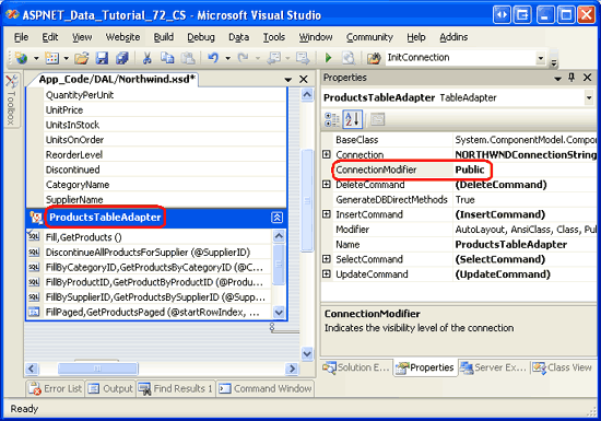 Úroveň přístupnosti vlastnosti připojení je možné nakonfigurovat prostřednictvím vlastnosti ConnectionModifier.