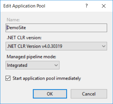 V seznamu verze .NET CLR vyberte .NET CLR v4.0.30319 a potom klikněte na OK.