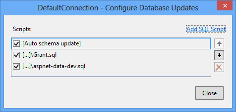 Konfigurace aktualizací databáze pro databázi členství