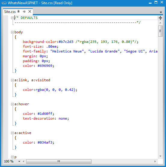 Jeden z původních souborů CSS ve složce Scripts