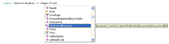 Rozšiřující metody jsou součástí rozevíracích seznamů IntelliSense.