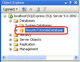 Přejmenování databáze na SecurityTutorialsDatabase