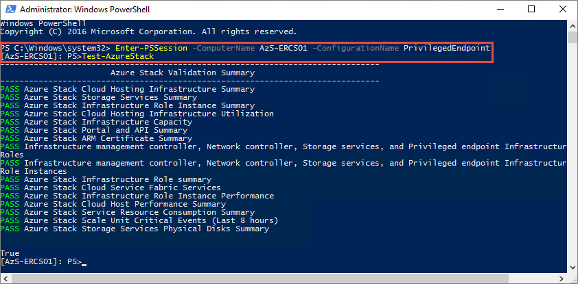 Testování služby Azure Stack – úspěšná instalace