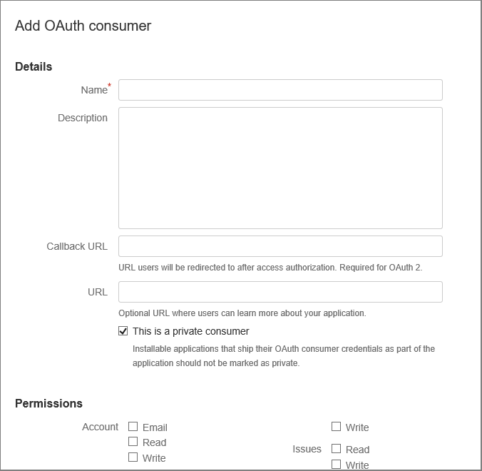 Přidání uživatele OAuth BitBucket