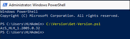 Snímek obrazovky cmdletu PowerShell pro ověření verze virtuálního počítače OAW.